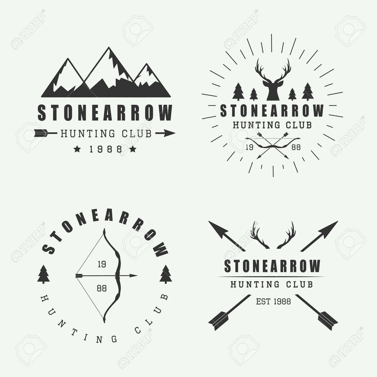 Set Of Vintage Hunting Labels Logos And Badges Stock Vector Set Of Vintage Hunting Labels Logos And Badges Stock Vector