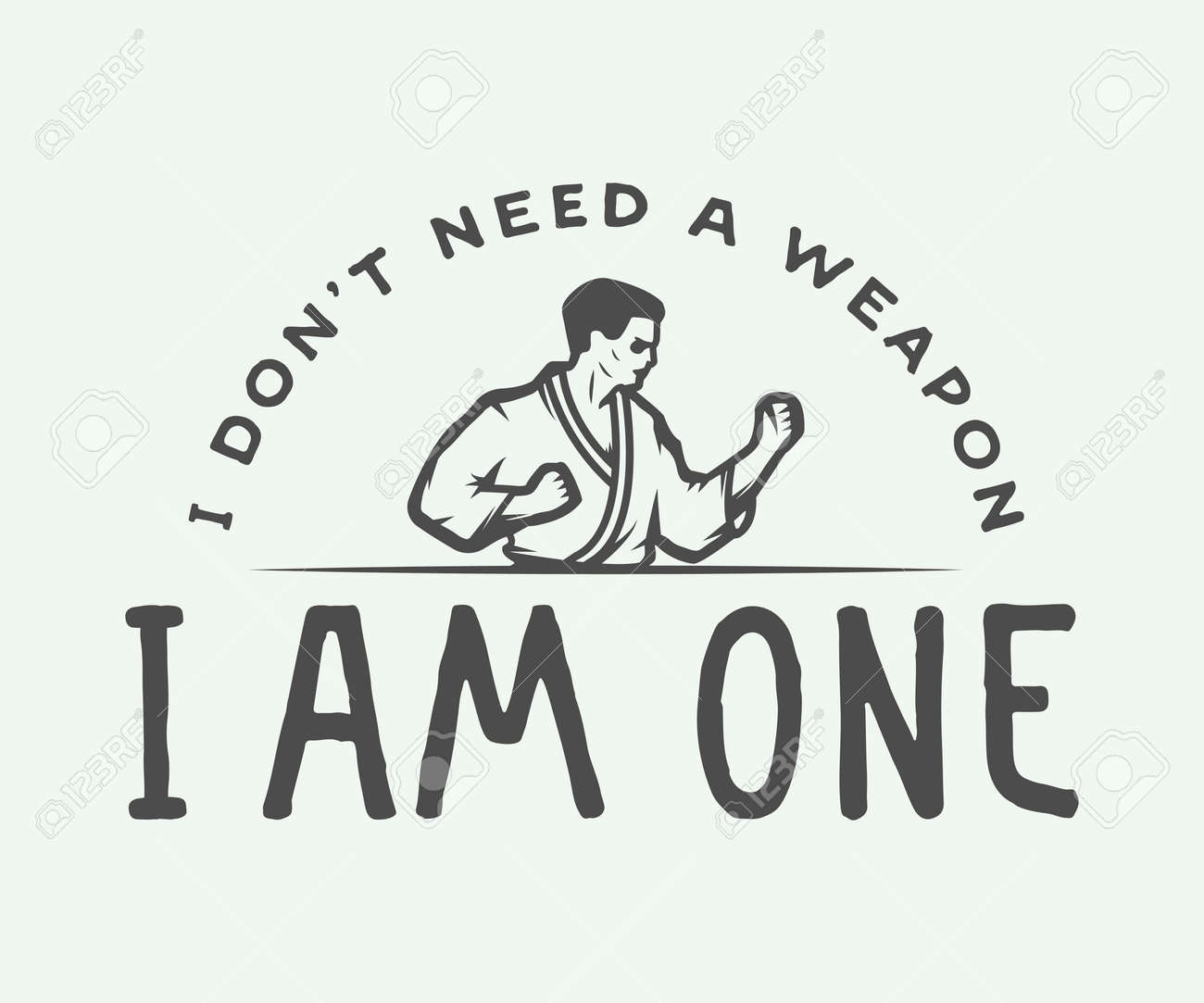 Vintage Motivation Logo Embleme Etiquette Affiche Ou La Conception D Impression Citation Inspiree Par Le Karate Combattant Vector Illustration Clip Art Libres De Droits Svg Vecteurs Et Illustration Image