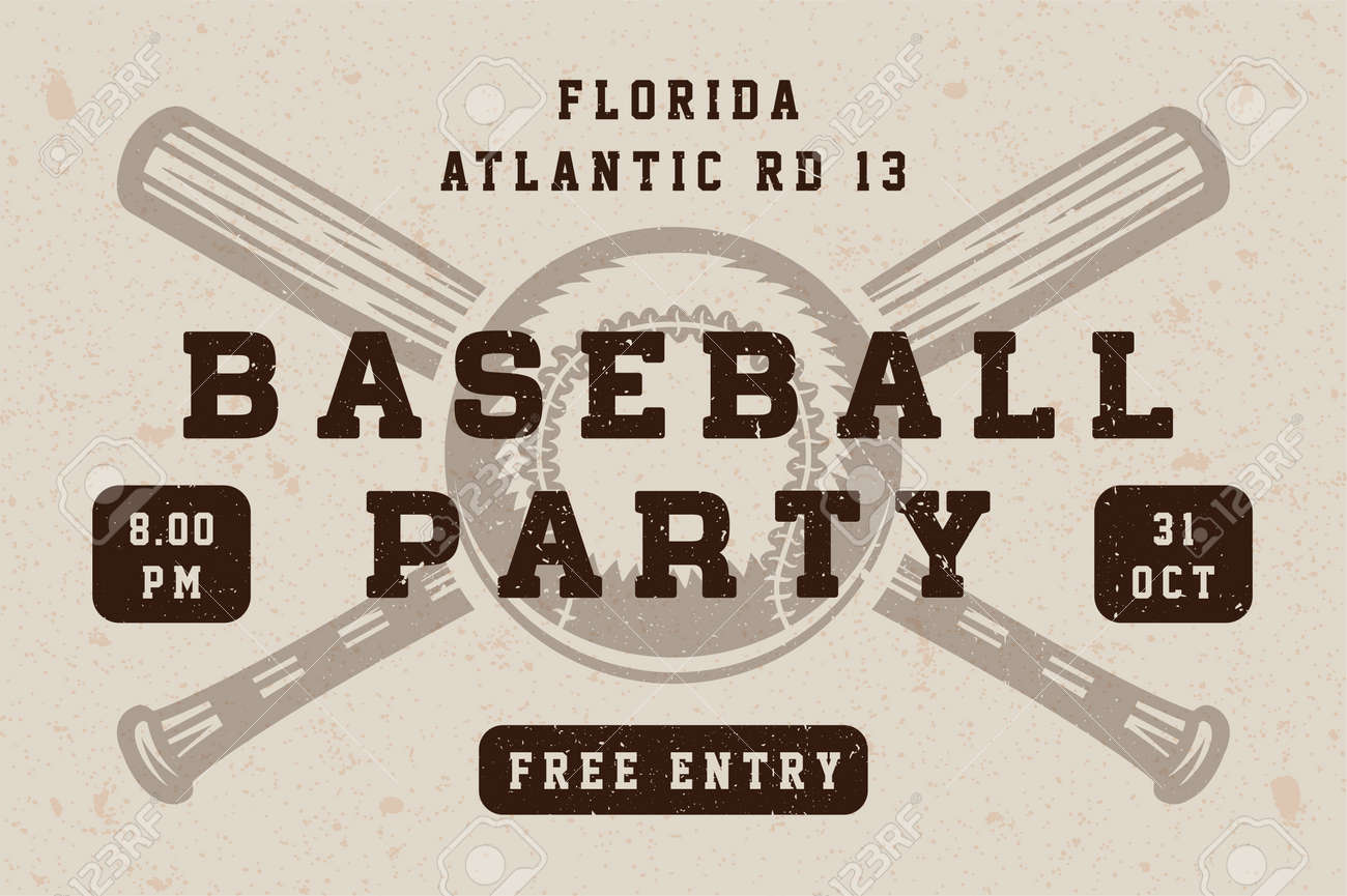 vintage baseball party poster