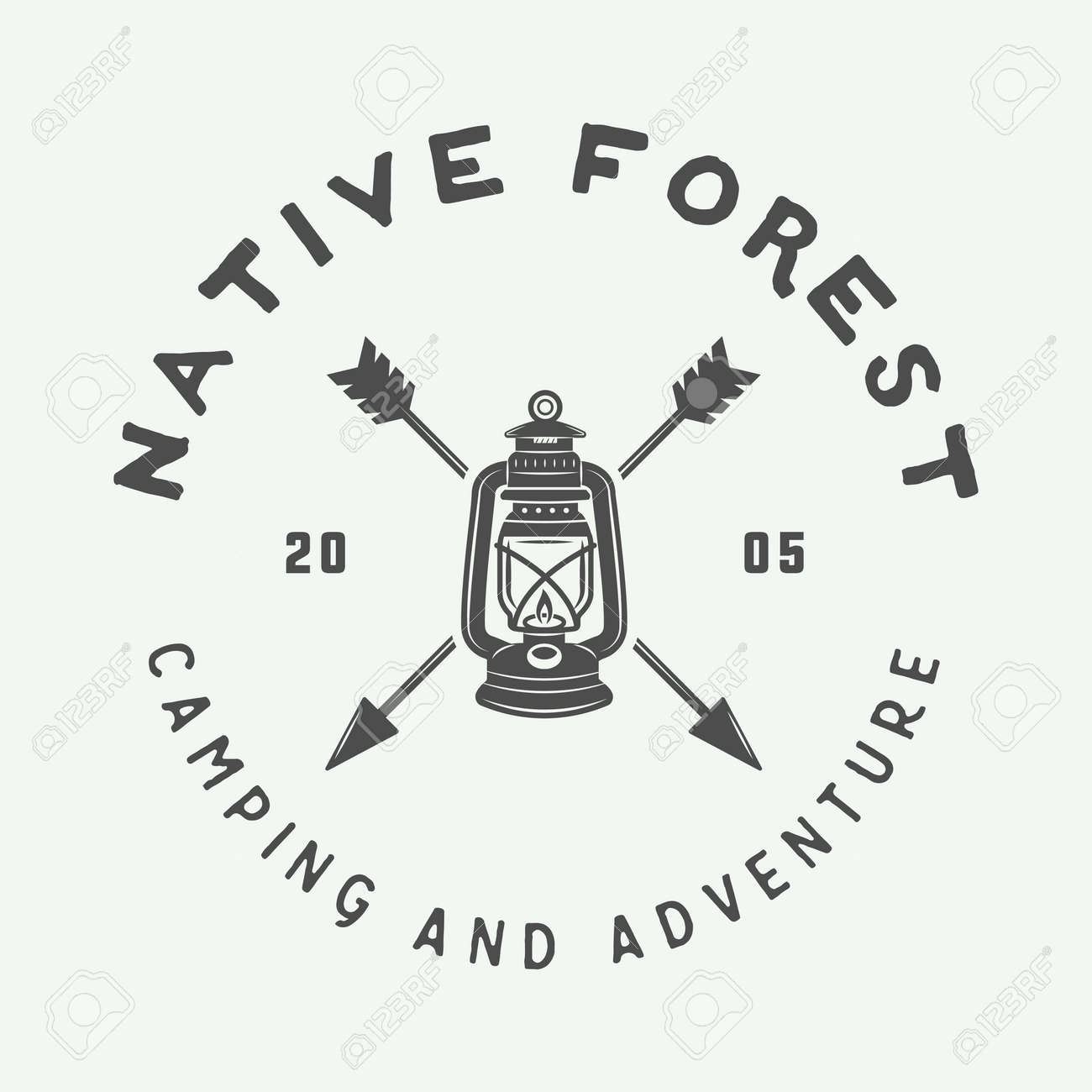 Vintage Camping Outdoor And Adventure Logo Badge Labels Emblem Mark With Lamp Vintage Camping Outdoor And Adventure Logo Badge Labels Emblem Mark With Lamp