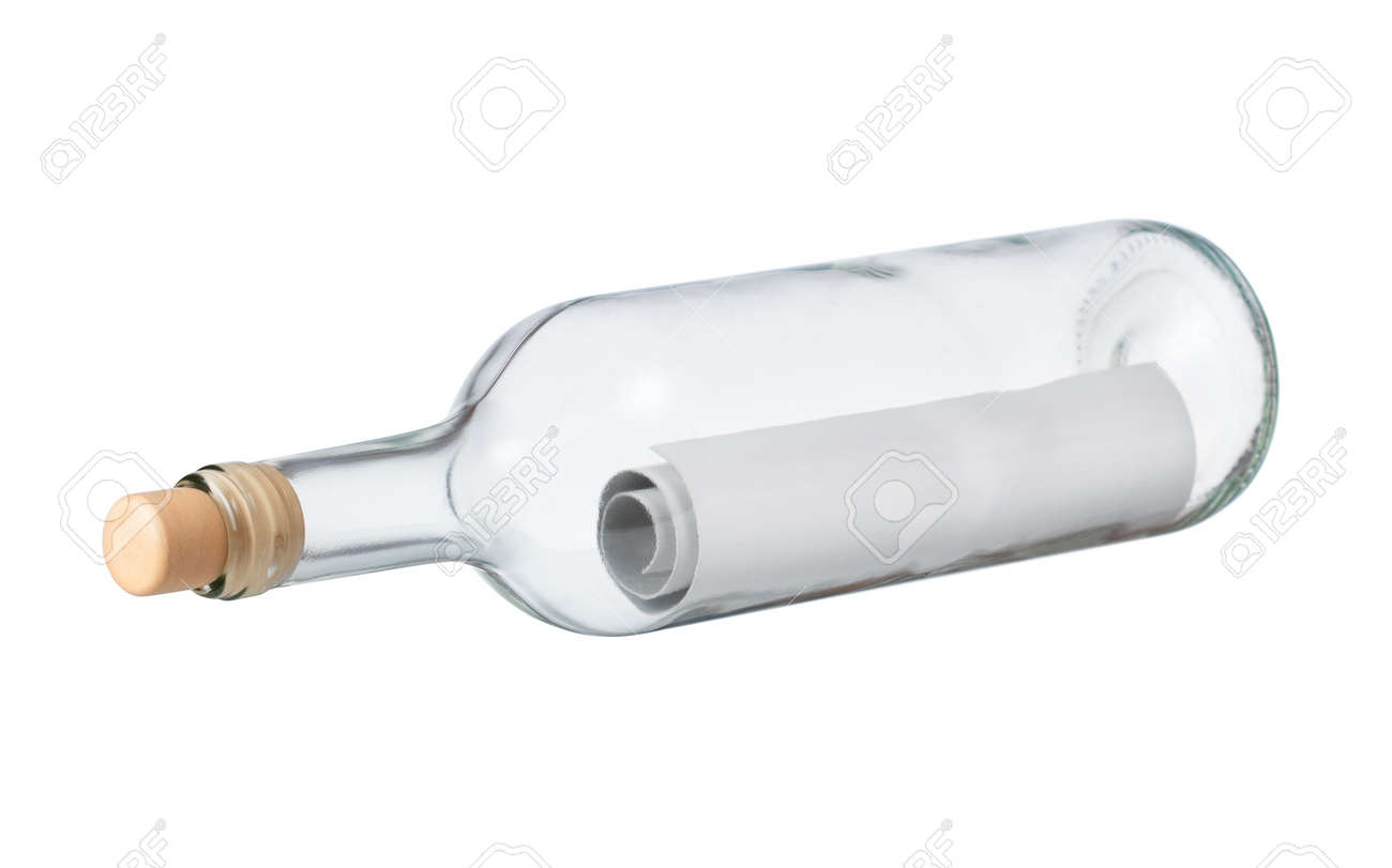 letter or message in a bottle on a white background stock photo letter in a bottle