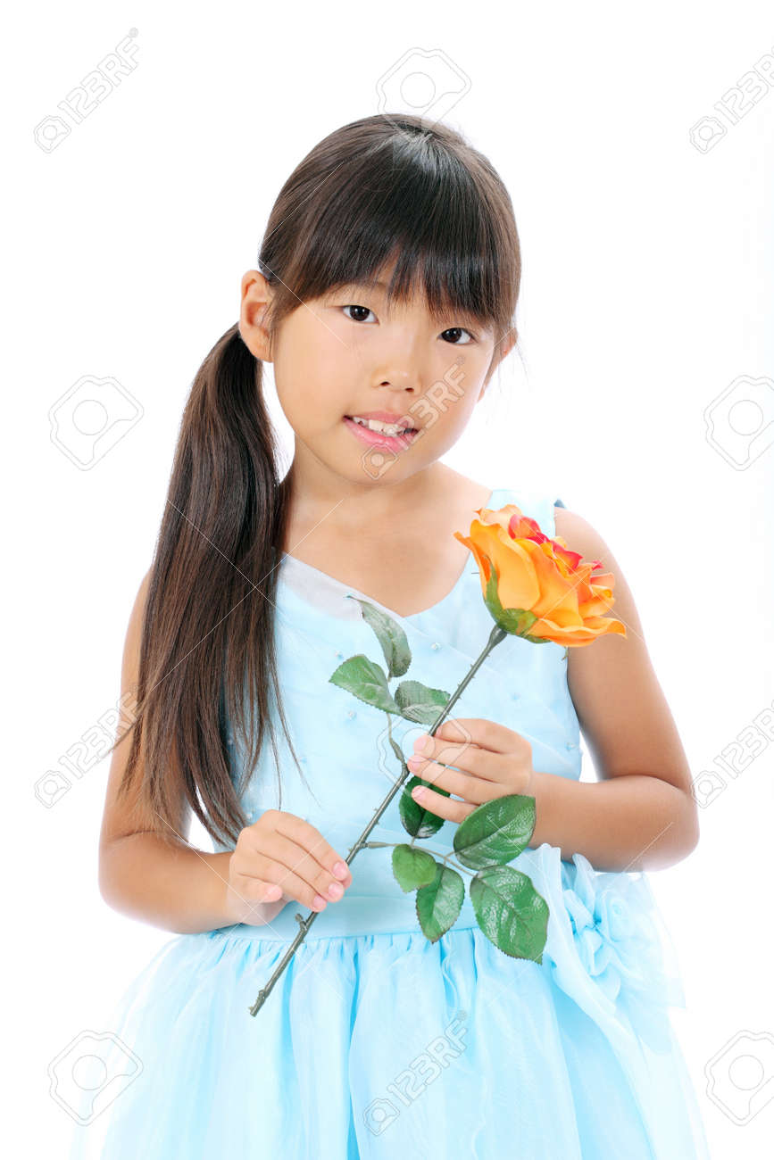 Photo Of Little Asian Girl Holding Rose Flower Stock Photo 16334298 Photo Of Little Asian Girl Holding Rose Flower Stock Photo 16334298
