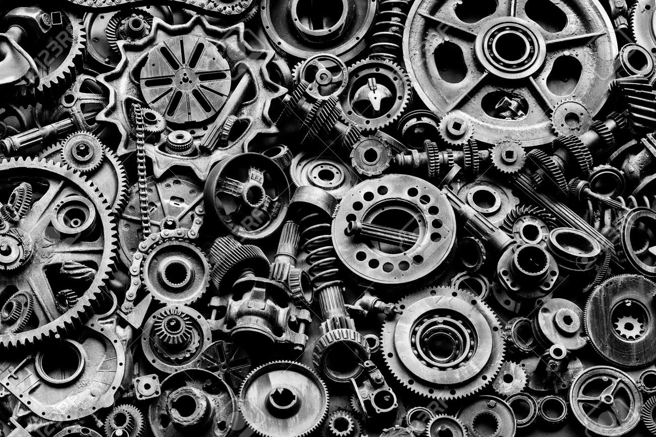 steampunk background machine parts large gears and chains from