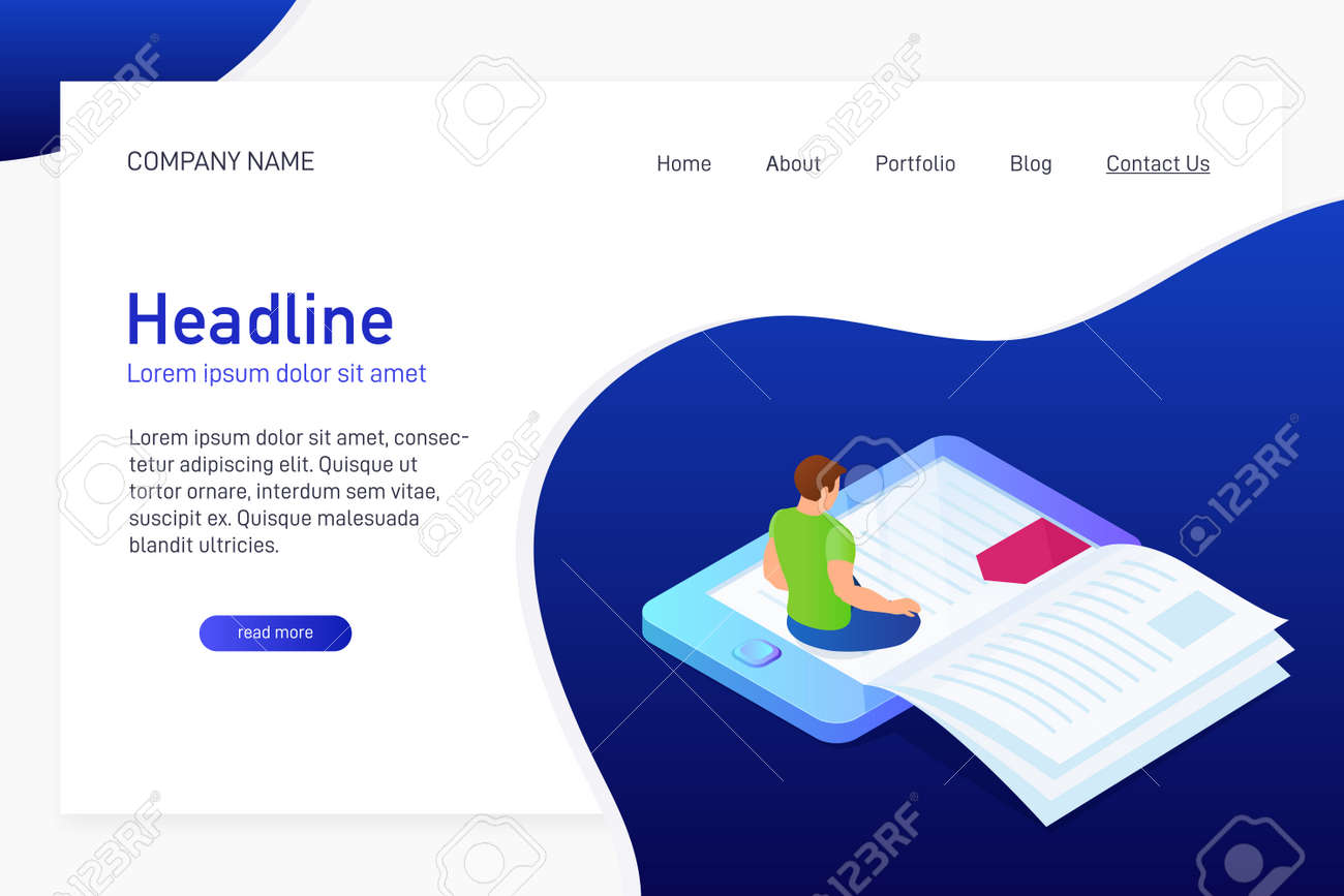 concept of main page of web site with ebook landing page design ebook landing page