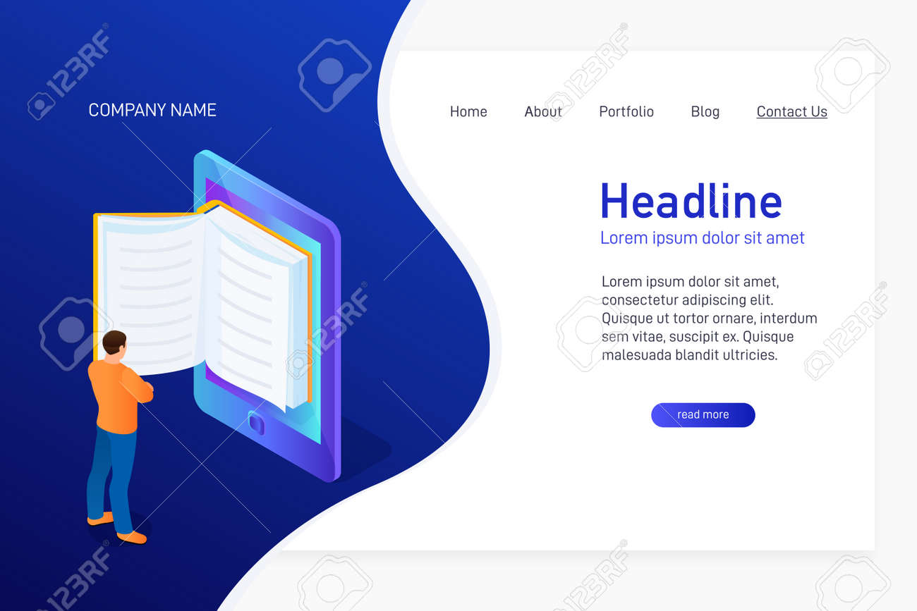 concept of main page of web site with ebook landing page design ebook landing page