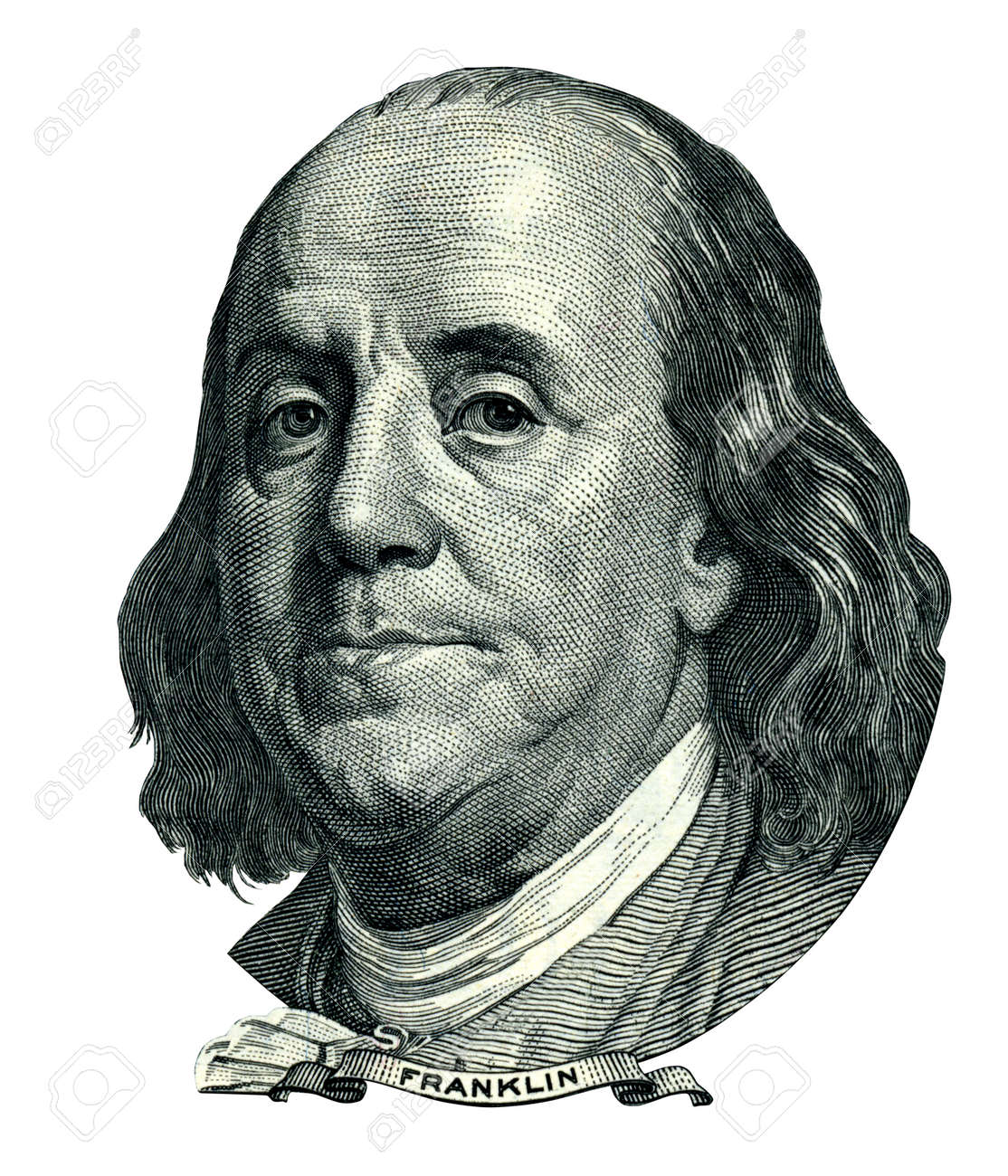 Portrait Of U.s. Statesman, Inventor, And Diplomat Benjamin Franklin As He  Looks On One Hundred Dollar Bill Obverse. Clipping Path Included. Stock  Photo, Picture And Royalty Free Image. Image 36083293.