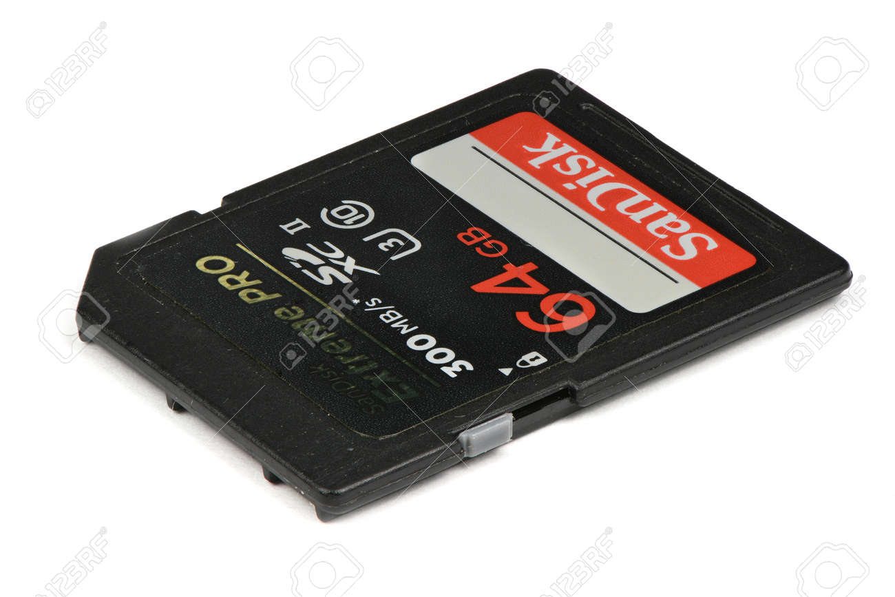 Vinnitsa, Ukraine - November 9, 2019: An editorial stock photo of a studio shot: Modern professional Sony 64 GB XQD Memory Card G Series 400MB/s Memory Card features 64GB Storage Capacity, capacity ready to be used in Nikon D850 - 138305025 Vinnitsa, Ukraine - November 9, 2019: An editorial stock photo of a studio shot: Modern professional Sony 64 GB XQD Memory Card G Series 400MB/s Memory Card features 64GB Storage Capacity, capacity ready to be used in Nikon D850 - 138305025