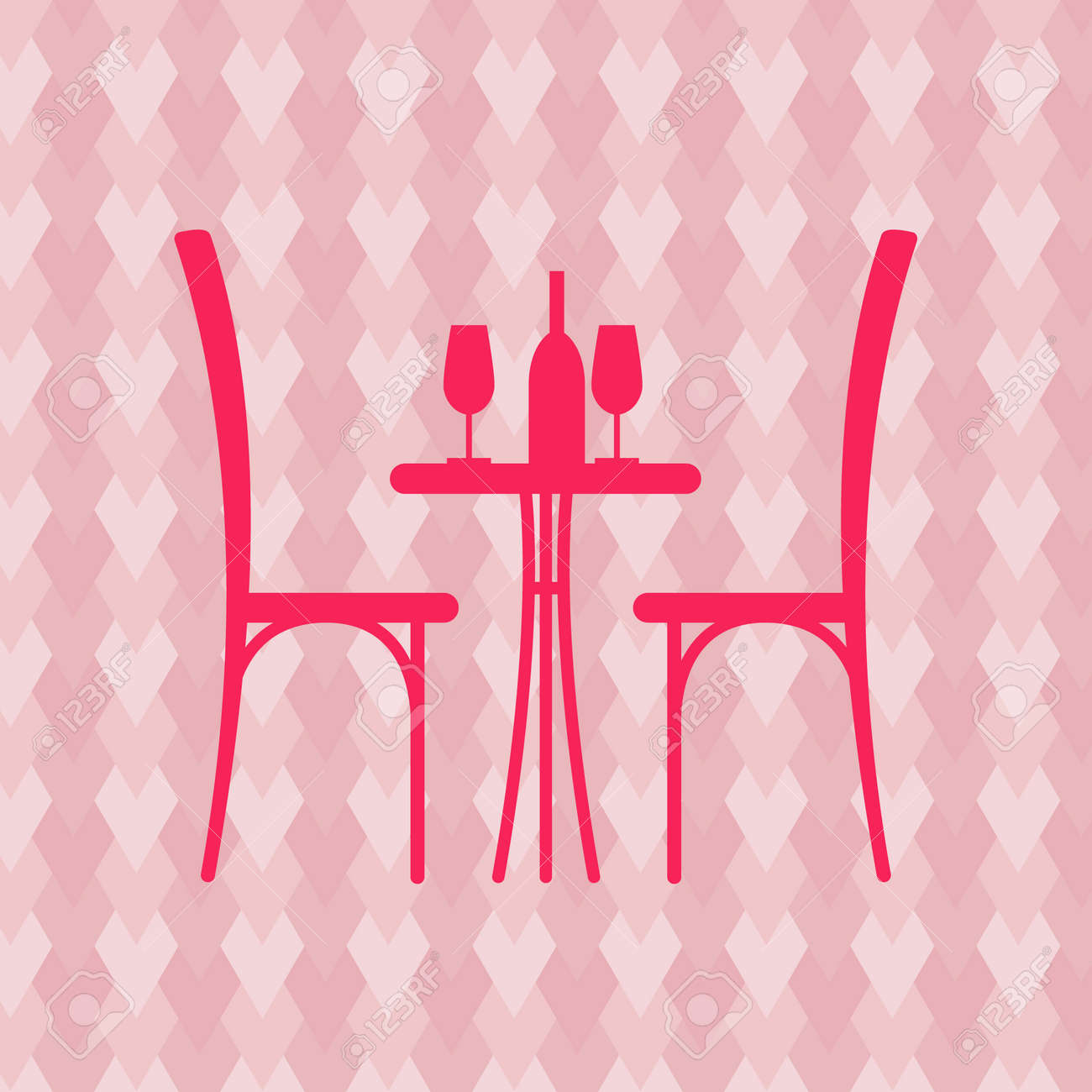 Wein Auf Dem Tisch Und Stuhl Silhouette. Silhouette Von Wein Und Kerzen Auf Dem Tisch Und Stuhl Silhouette