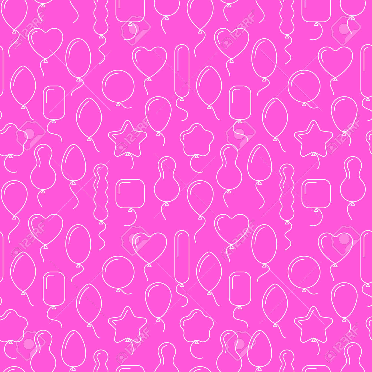 vector seamless pattern with balloons of different shapes endless pink birthday background