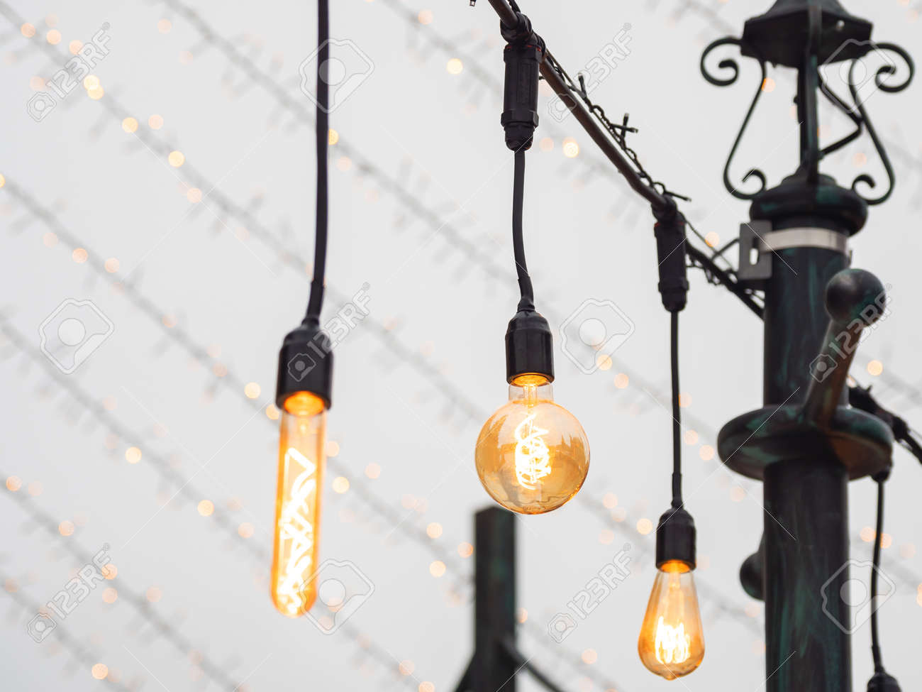 Vintage Light Bulbs With Glower Filament Incandescent Retro
