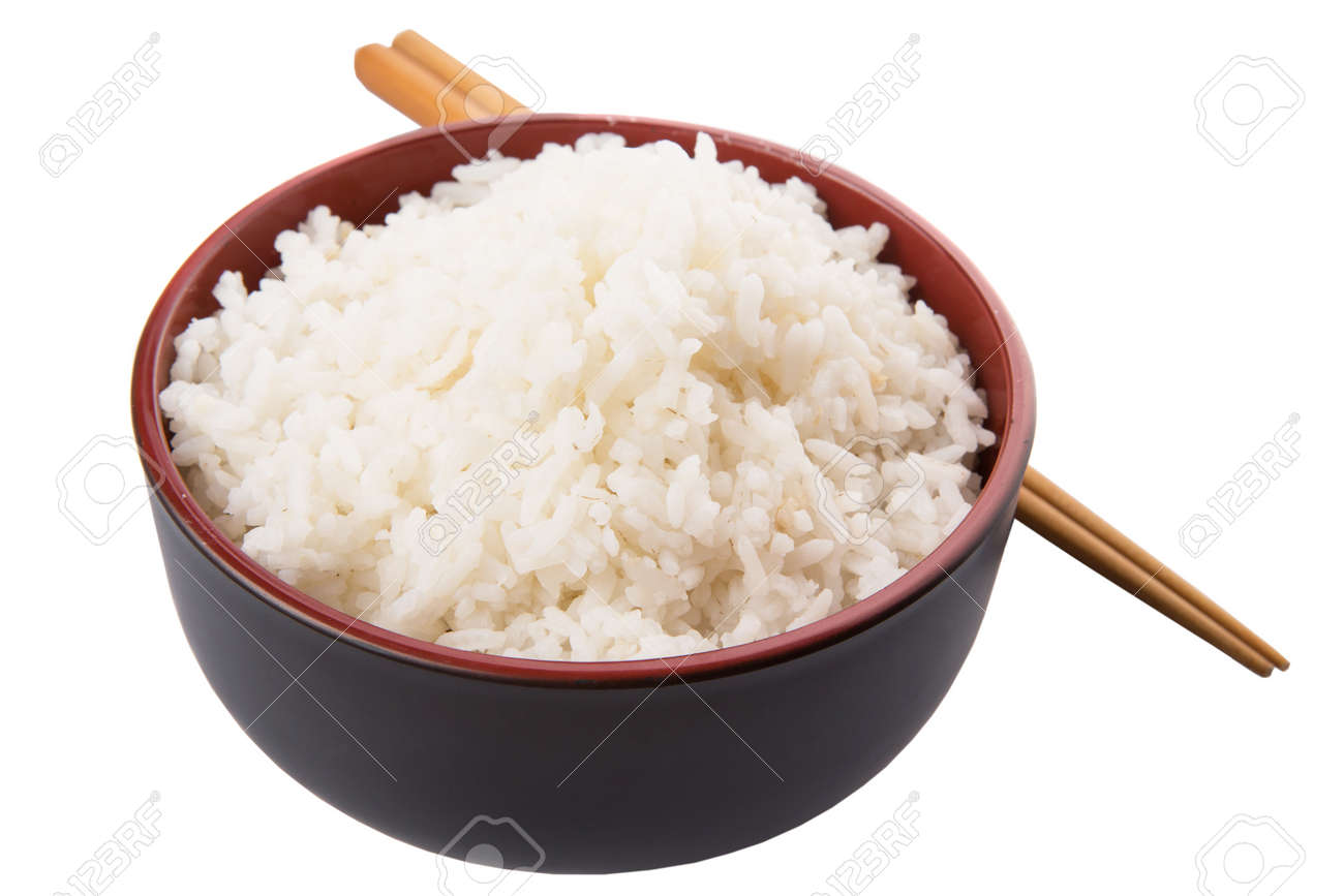 A Bowl Of Rice And A Pair Of Chopstick Over White Background Stock Photo Picture And Royalty Free Image Image 31364057