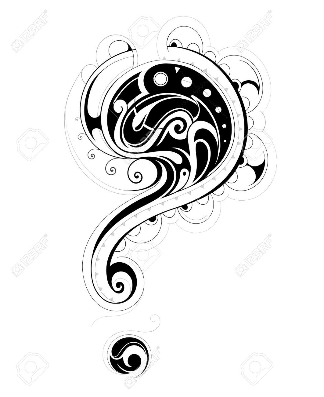 Forme Decorative Avec Ornement Dessine A La Main Aussi Abastract Point D Interrogation Ainsi Clip Art Libres De Droits Vecteurs Et Illustration Image