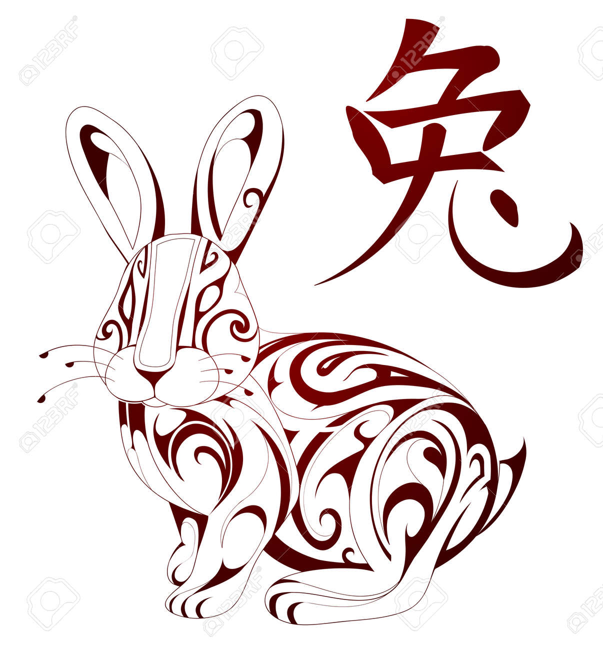 ornamental rabbit figure as chinese zodiac sign royalty free