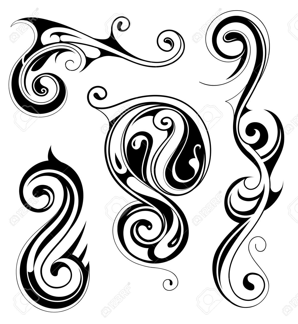 Tribal art tattoo set featuring Maori and polynesian ethnic styles - 53285318 Tribal art tattoo set featuring Maori and polynesian ethnic styles - 53285318
