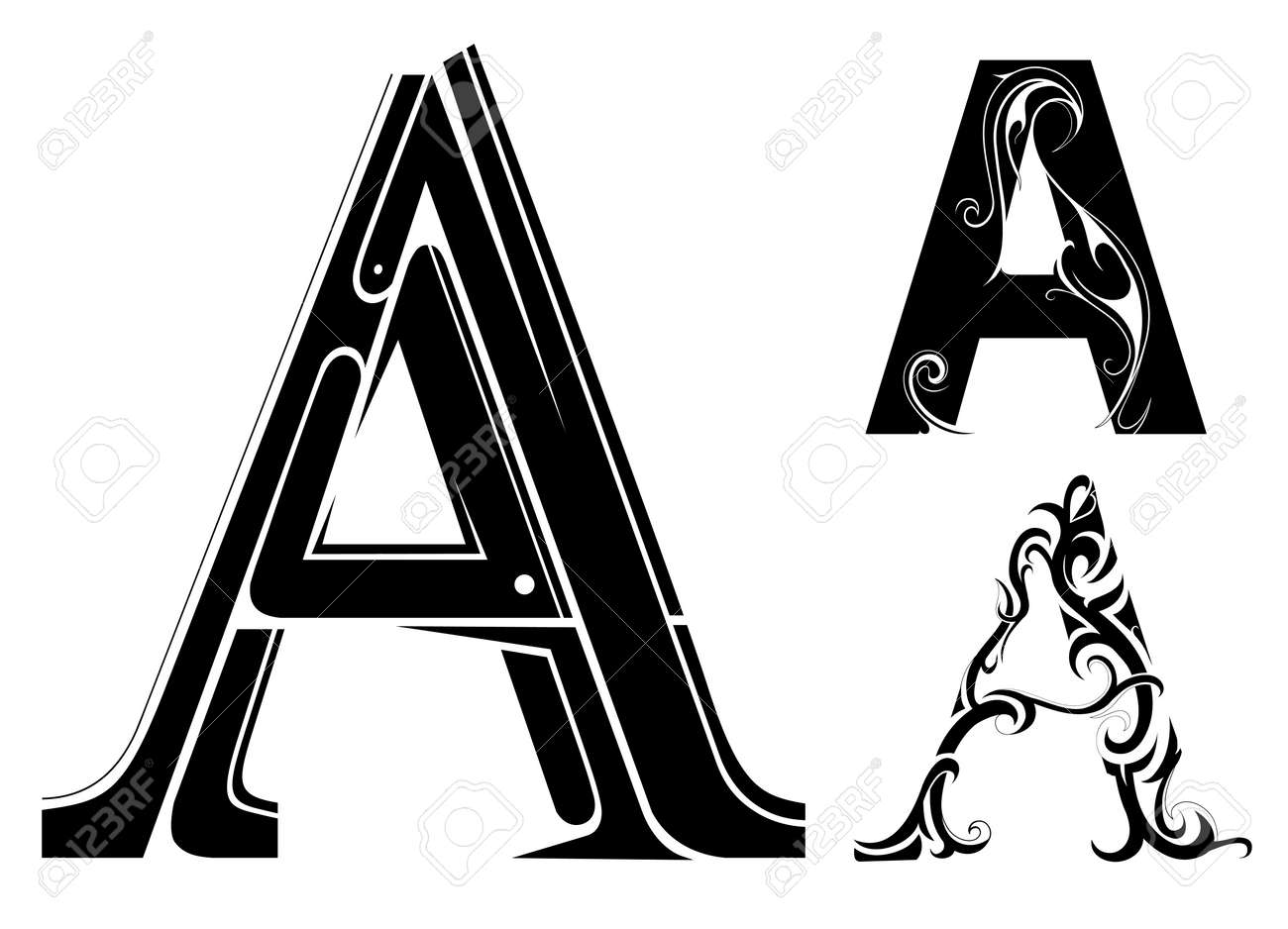decorative letter shape font type a with variations royalty free