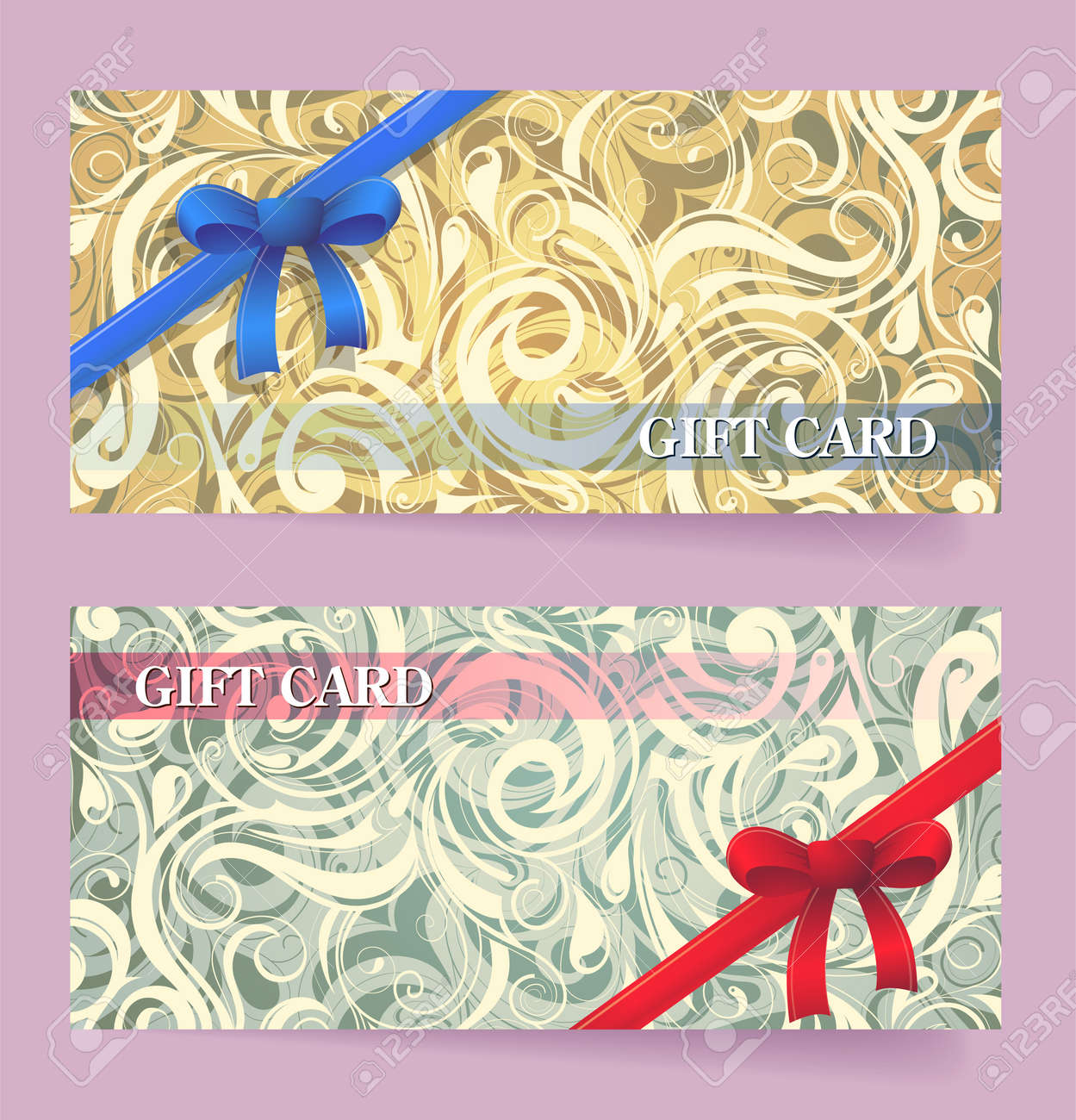 花を背景にエレガントなギフト カード デザイン テンプレート のイラスト素材 ベクタ Image