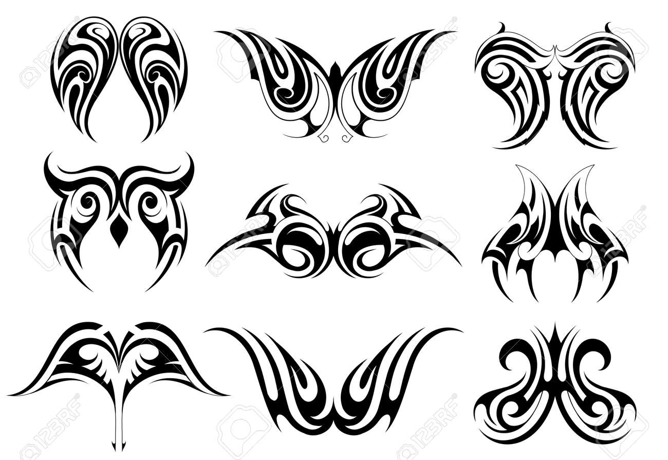 Set of tribal art tattoos including various ethnic style - Maori, Gothic and Celtic - 60708721 Set of tribal art tattoos including various ethnic style - Maori, Gothic and Celtic - 60708721