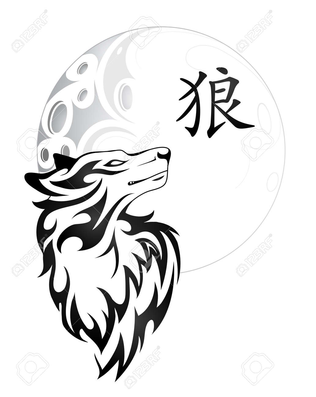 Diseno Del Tatuaje Del Lobo Ilustraciones Vectoriales Clip Art Vectorizado Libre De Derechos Image