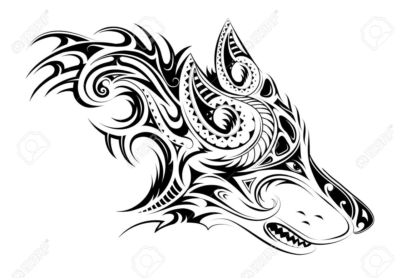 Tribal Style Wolf Head Tattoo Royalty Free SVG, Cliparts, Vectors, and  Stock Illustration. Image 90269737.