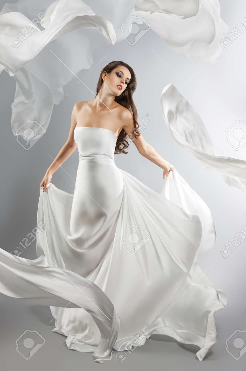 white flowing gown