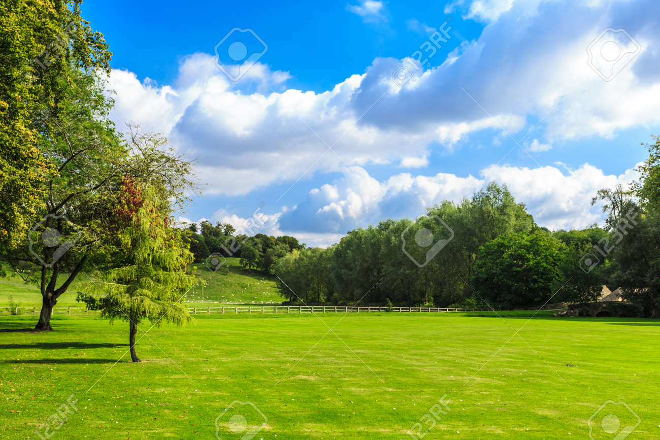 Beauty in nature summer landscape. Countryside view of green fields in England - 39255568 Beauty in nature summer landscape. Countryside view of green fields in England - 39255568