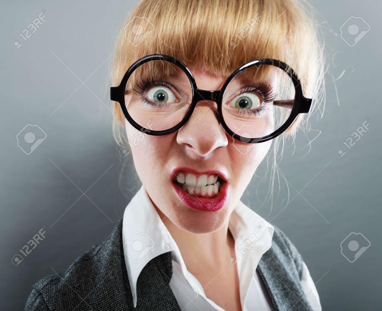 Young pretty businesswoman secretary. Woman white collar worker wearing glasses. - 41787686 Young pretty businesswoman secretary. Woman white collar worker wearing glasses. - 41787686