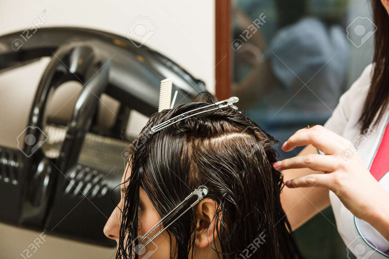 Professional Hair Styling Trimming Split Ends Concept Hairdresser