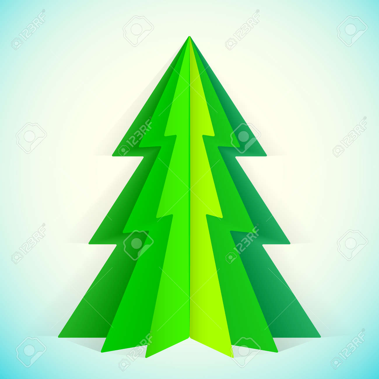 green paper christmas tree greeting card template royalty free