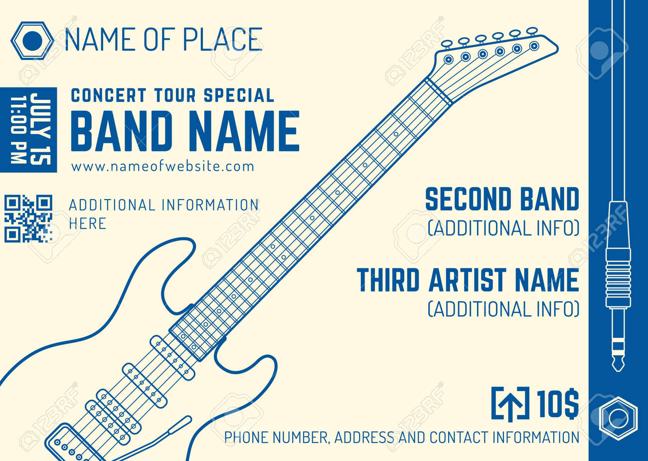 vector bright cream blue rock music electro guitar flyer template guitar flyer background vector