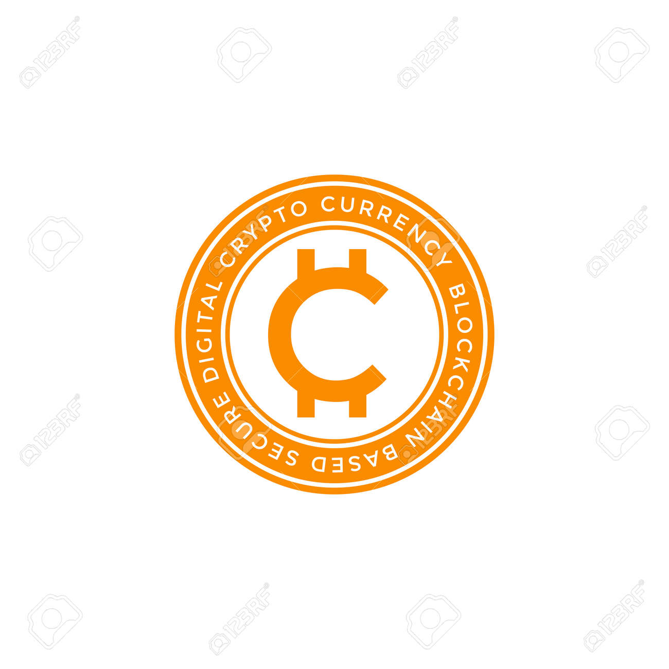 Vector Orange Color Monochrome Design Crypto Currency Global Symbol  Blockchain Based Secure Coin Icon Isolated Sign On White Background Royalty  Free SVG, Cliparts, Vectors, and Stock Illustration. Image 89810134.