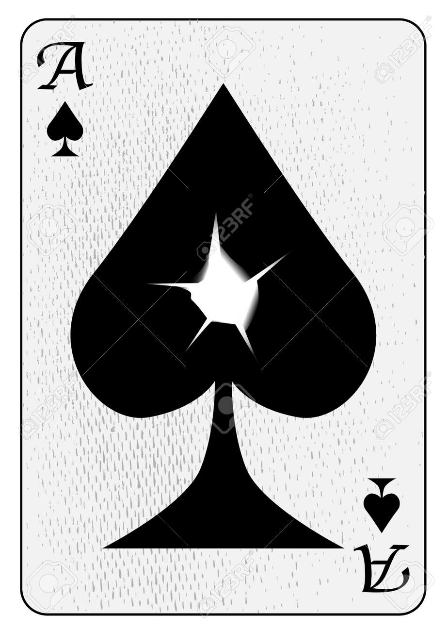 すべて白い背景で隔離された中心を通って銃弾の穴とスペードのエース のイラスト素材 ベクタ Image