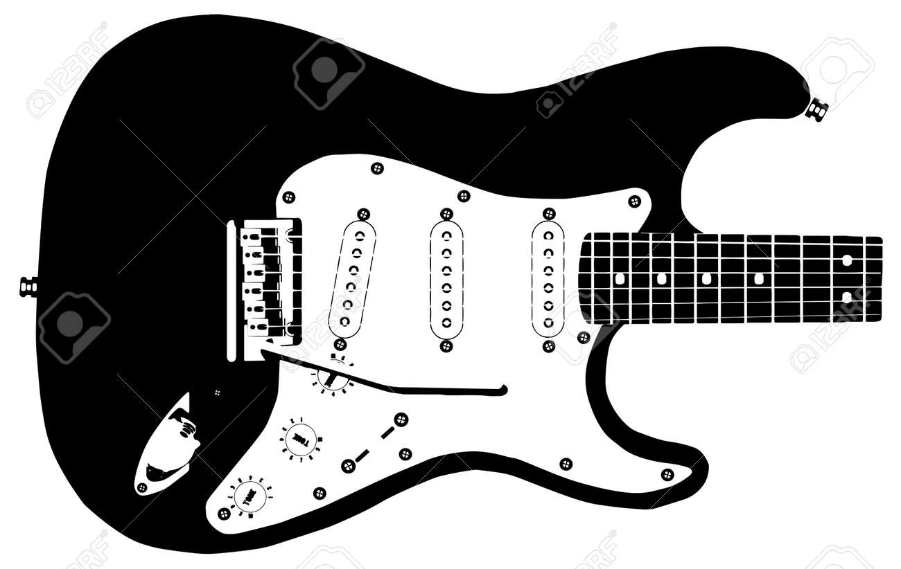 Drawing Of A Modern Rock Guitar Isolated On A White Background Royalty Free Cliparts Vectors And Stock Illustration Image 28390456