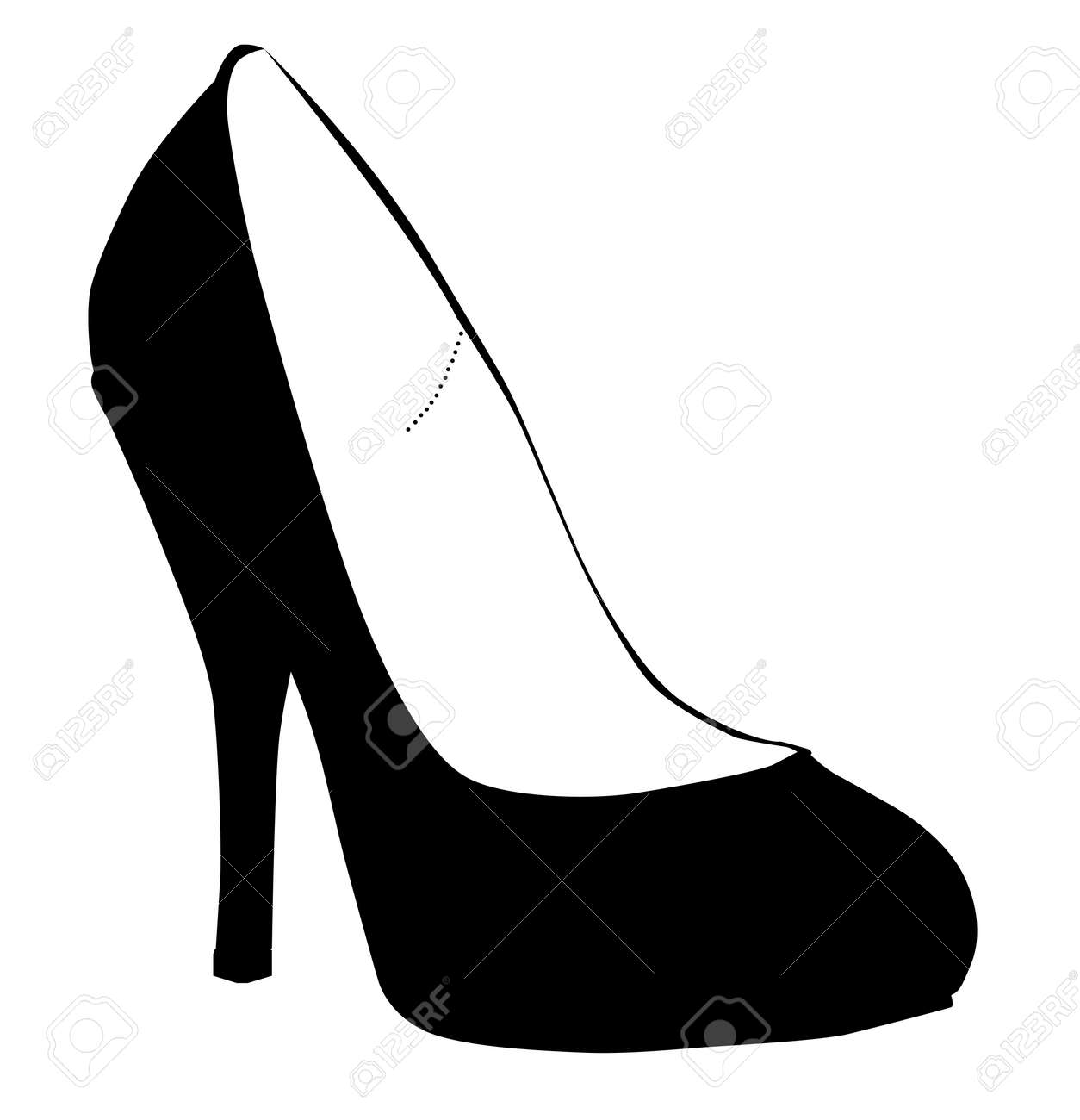 A Stiletto Heel Shoe In Silhouette With White Reliefe Over A White Background Royalty Free Cliparts Vectors And Stock Illustration Image 3905