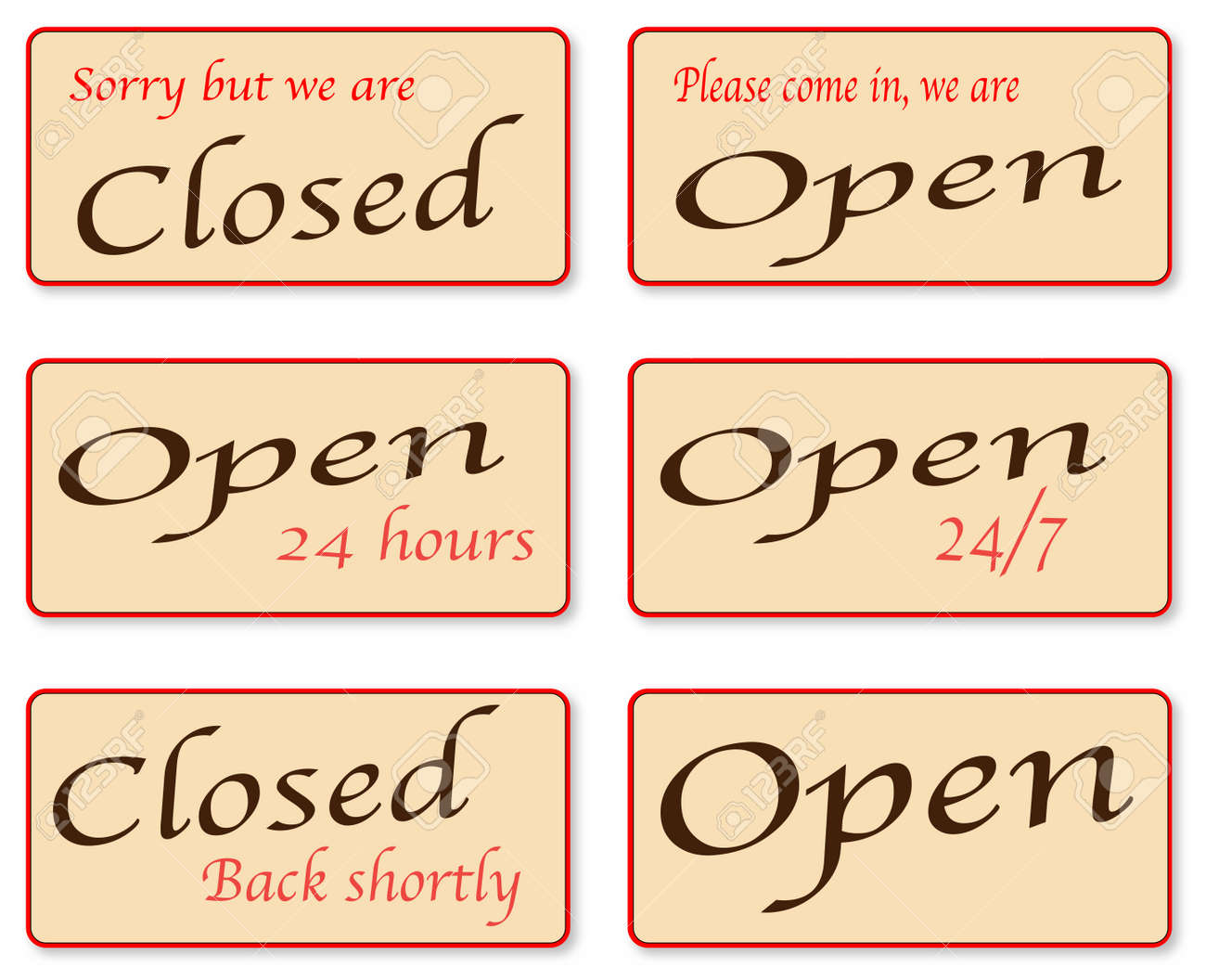 a set of open and closed signs royalty free cliparts vectors and