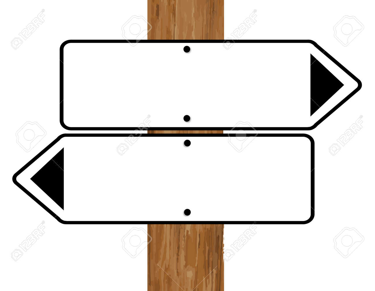 2 つ空白記号記号白地に木の棒に固定 のイラスト素材 ベクタ Image