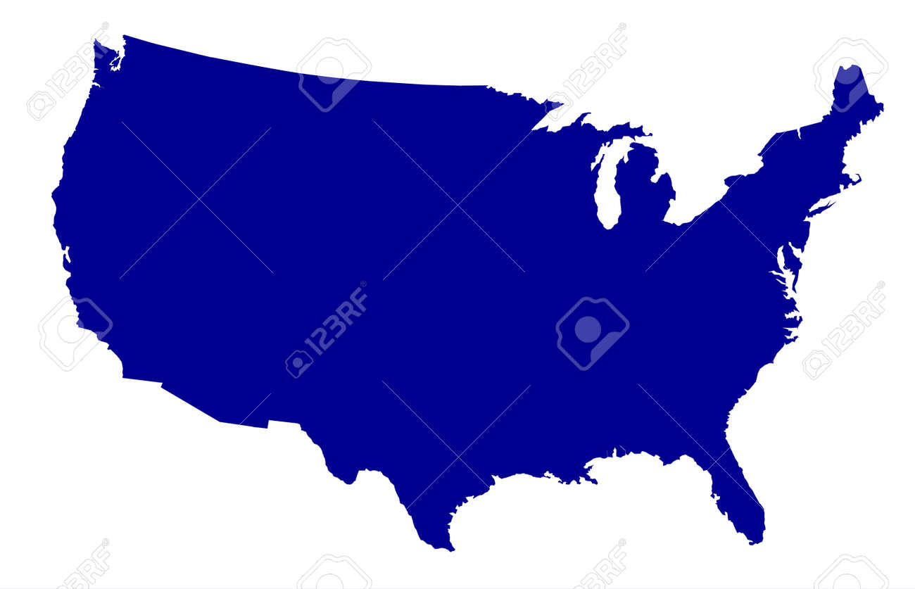 An outline silhouette map of The United States of America over a white background - 42853419 An outline silhouette map of The United States of America over a white background - 42853419