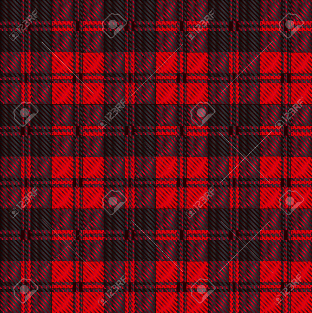 赤と黒のタータン チェック ウール Eaved 素材のイラスト素材 ベクタ Image