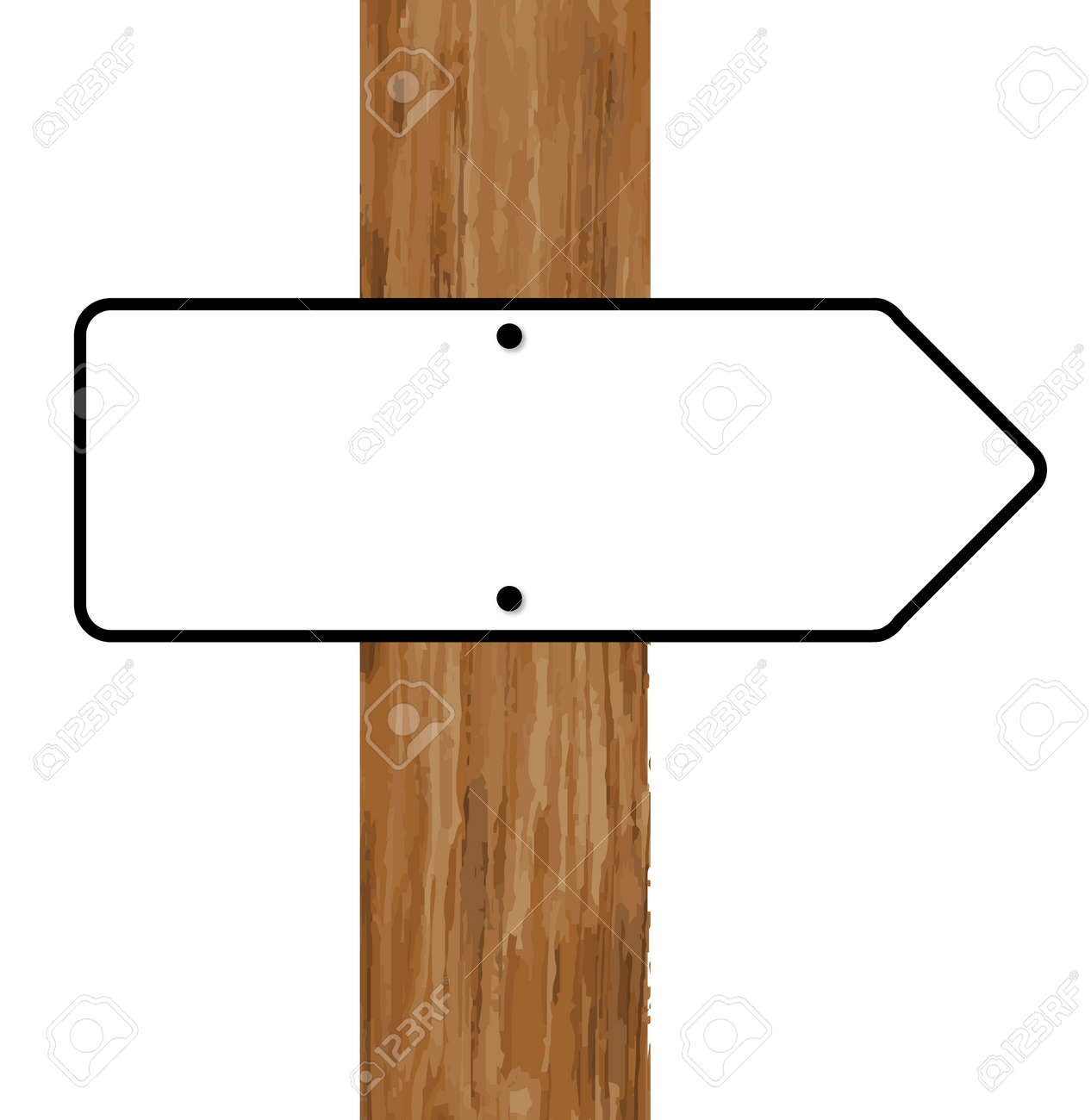 白い背景の上の木の棒に固定白と黒の方向矢印 のイラスト素材 ベクタ Image