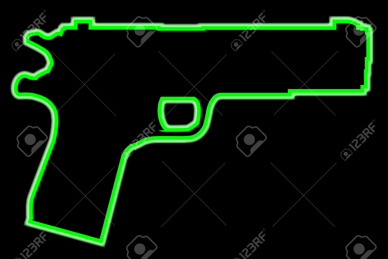 Eine Grüne Automatische Faustfeuerwaffe Des Neons 45 Lokalisiert Auf Einem  Schwarzen Hintergrund Lizenzfrei nutzbare SVG, Vektorgrafiken, Clip Arts,  Illustrationen. Image 90863894.