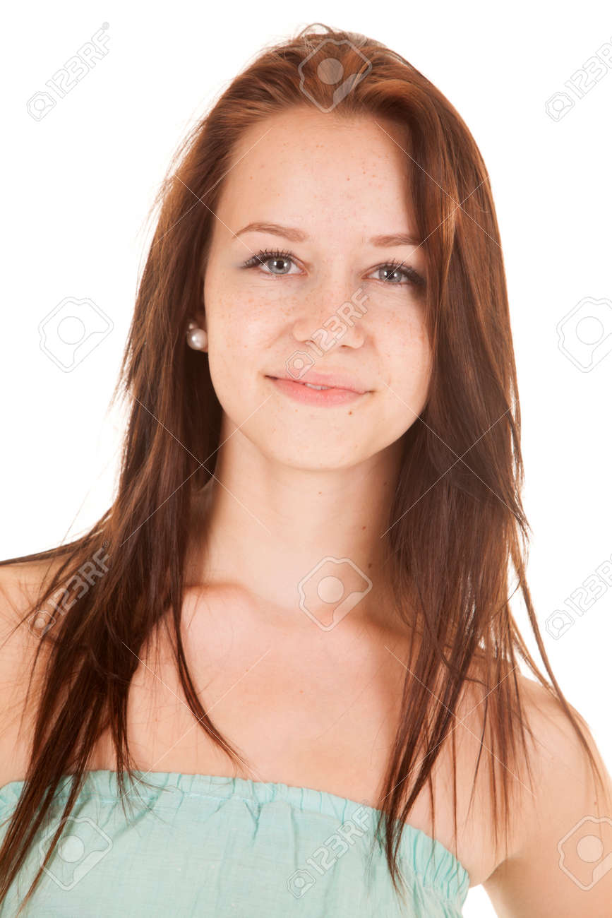 A Teen Girl Is Smiling And Wearing A Tube Top. Stock Photo, Picture and  Royalty Free Image. Image 22205547.