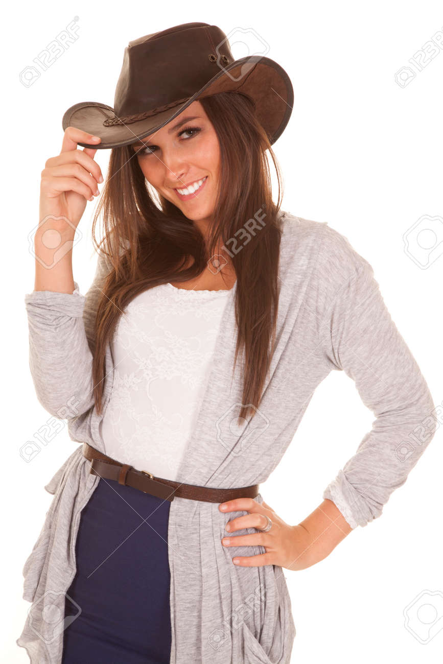 Une Femme Sourit Tout Depot De Son Chapeau Bas Banque D Images Et Photos Libres De Droits Image Une Femme Sourit Tout Depot De Son Chapeau Bas Banque D Images Et Photos Libres De Droits Image