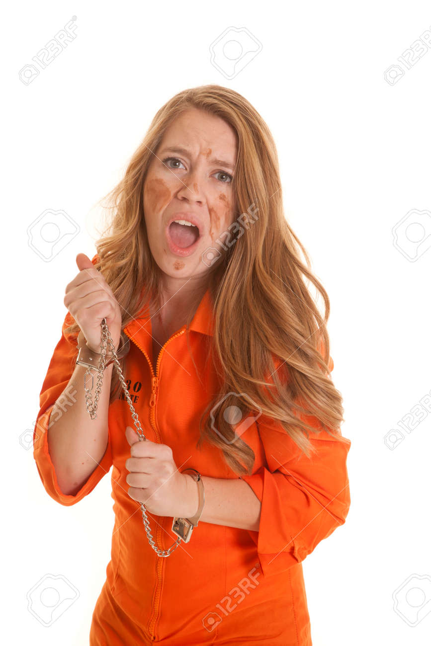 woman in orange jumpsuit