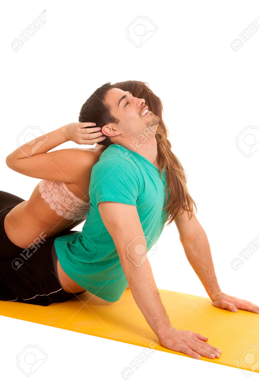 A Woman Laying On Her Man S Back He Is Arching His Back Stock Photo Picture And Royalty Free Image Image 25130832