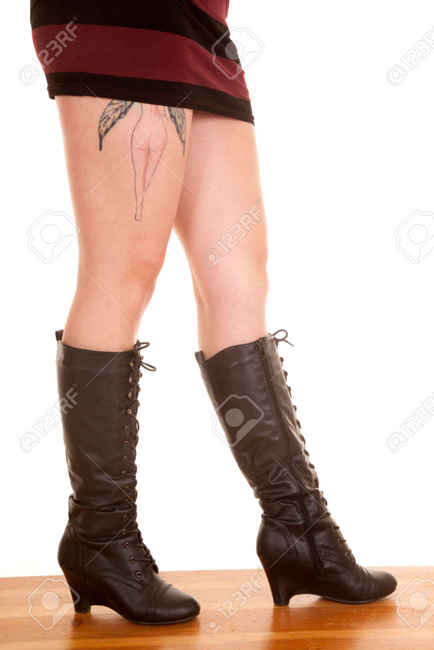 short dress with high boots