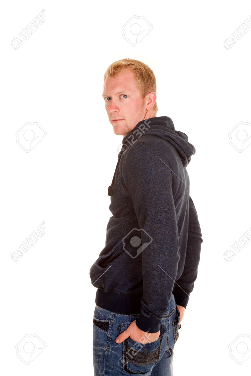 彼の後ろポケットに手を彼のパーカーの男 の写真素材 画像素材 Image