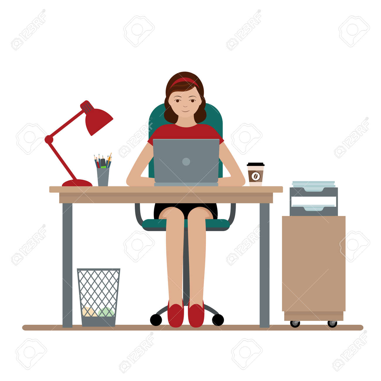 office furniture women ergonomic chairs business woman or clerk working at her office desk flat style modern vector illustration woman or clerk working at her office desk style office furniture women ergonomic chairs business woman or clerk working at her office desk flat style modern vector illustration woman or clerk working at her office desk style