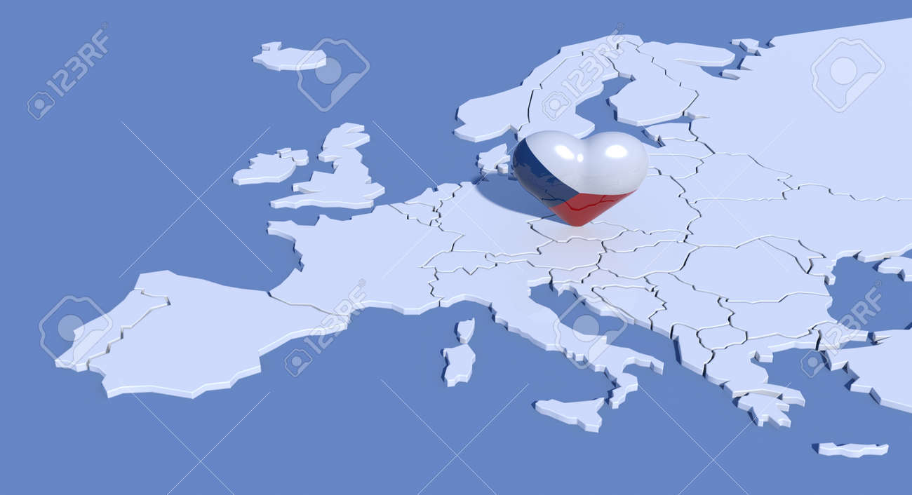 Carte De Leurope Avec Le Coeur 3d République Tchèque