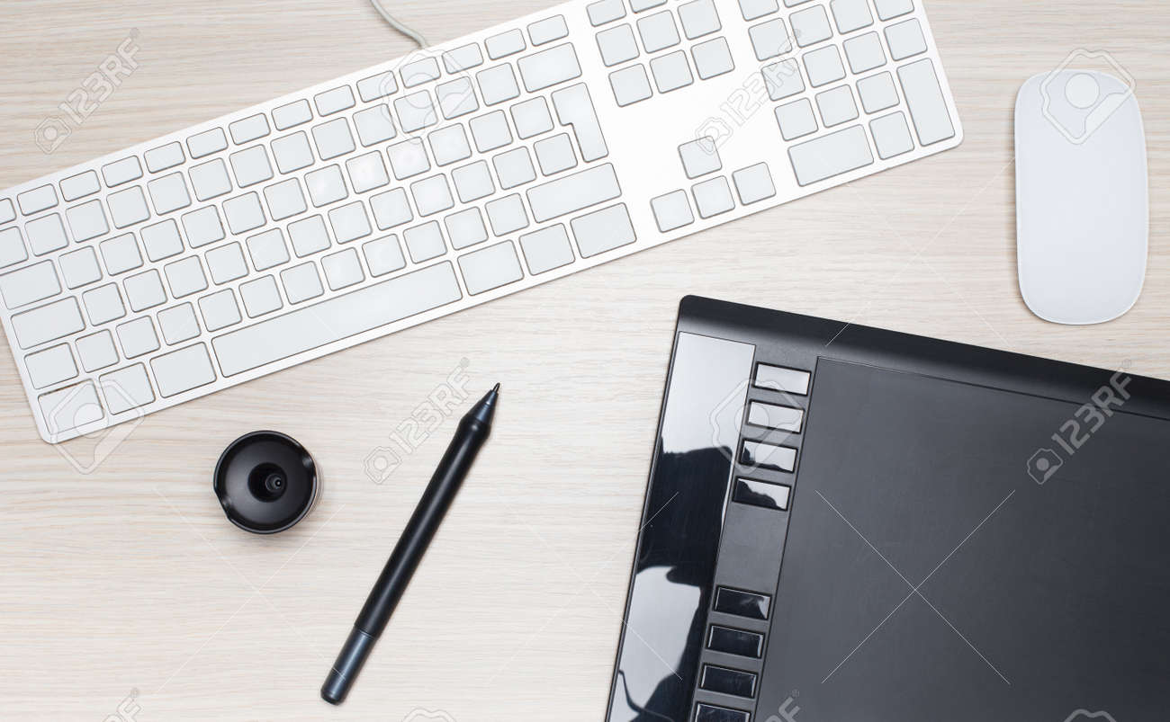 Modern Designer Office Accessory With Mouse Keyboard Drawing Stock Photo Picture And Royalty Free Image Image 76702133