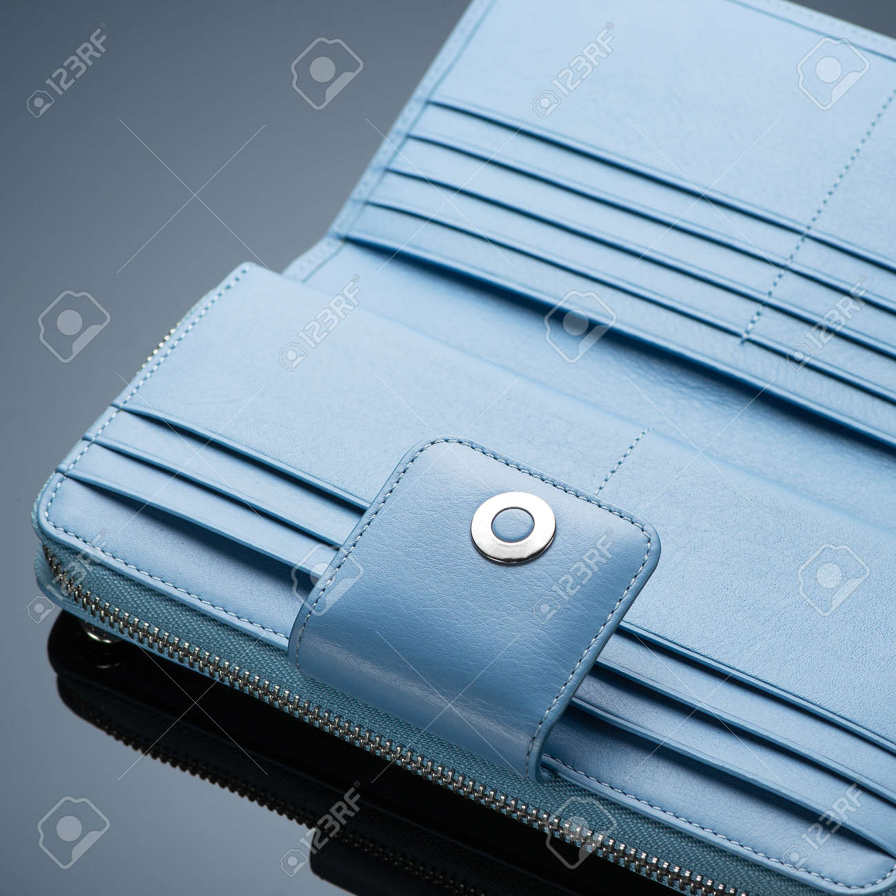 blue designer wallet