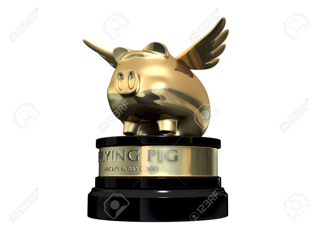 A Gold Trophy With A Flying Pig On Top And The Description Which Reads Above And Beyond Stock Photo Picture And Royalty Free Image Image 14367558